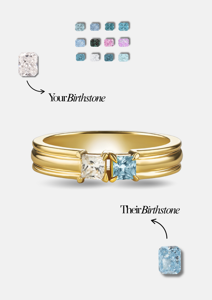 The "You & Me" Alara Birth Month Ring Set