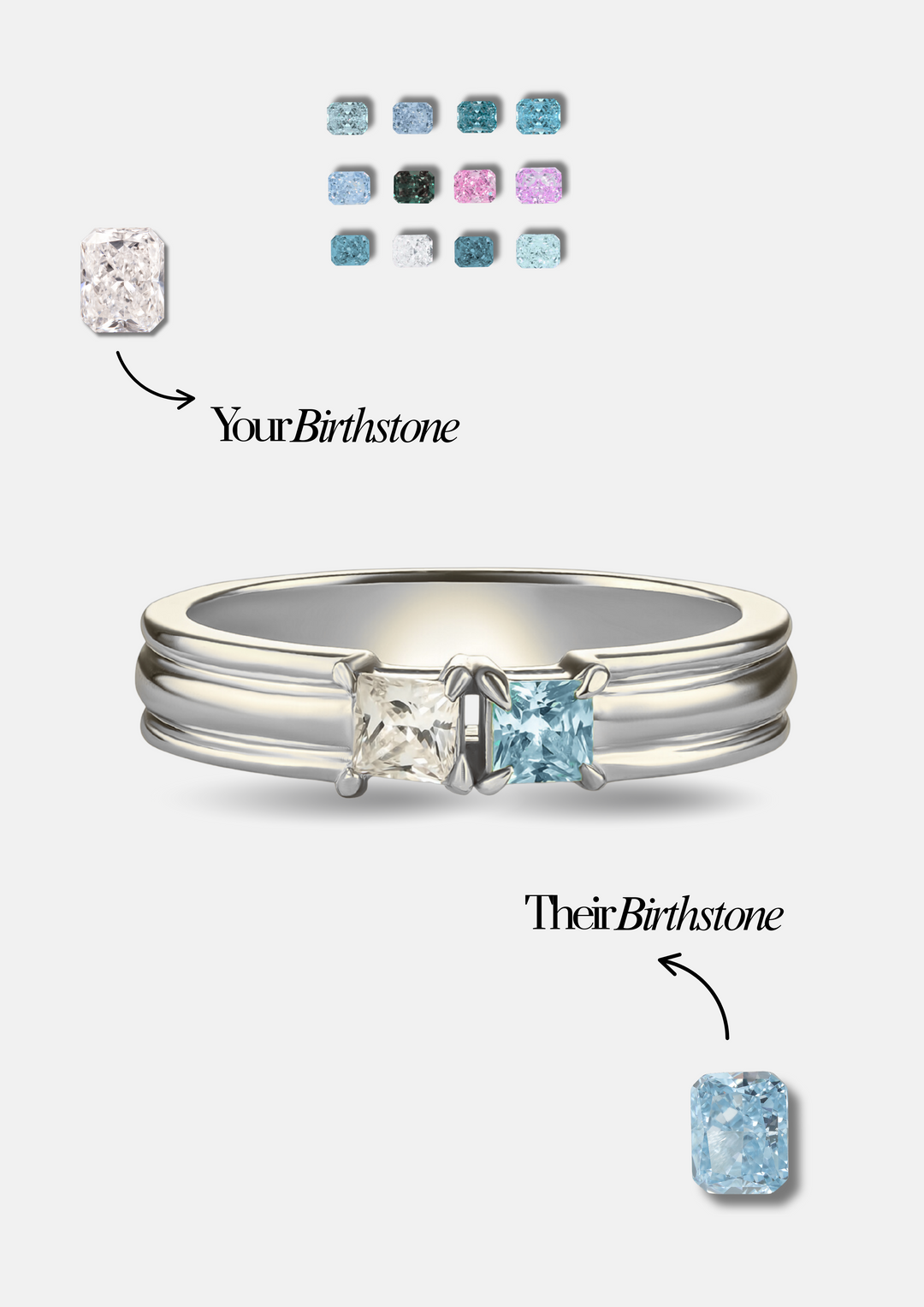 The "You & Me" Alara Birth Month Ring Set