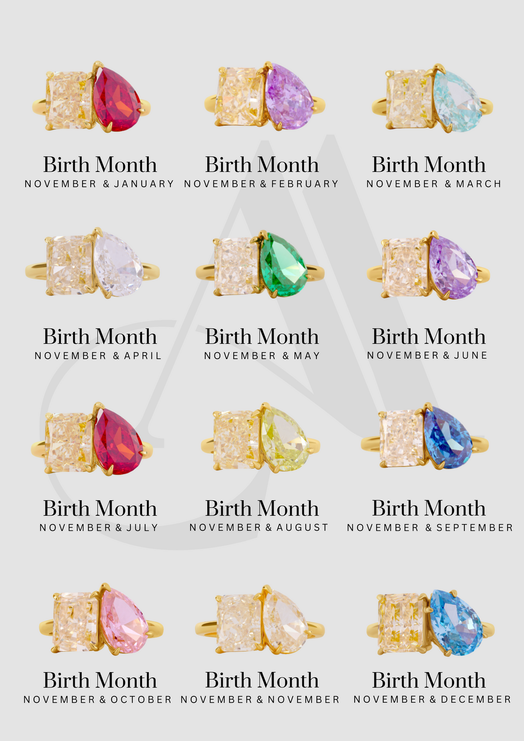 The "You & Me" Alara Birth Month Ring