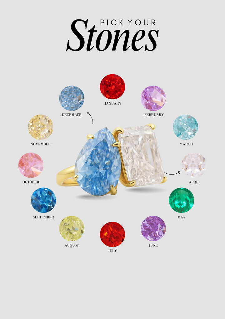 The "You & Me" Alara Birth Month Ring Set
